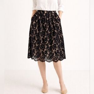 NWT J.Crew Black Lace Midi Skirt